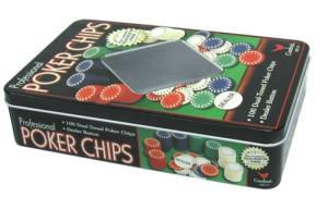 China Casino quality playing cards and chip set in tin box wholesale