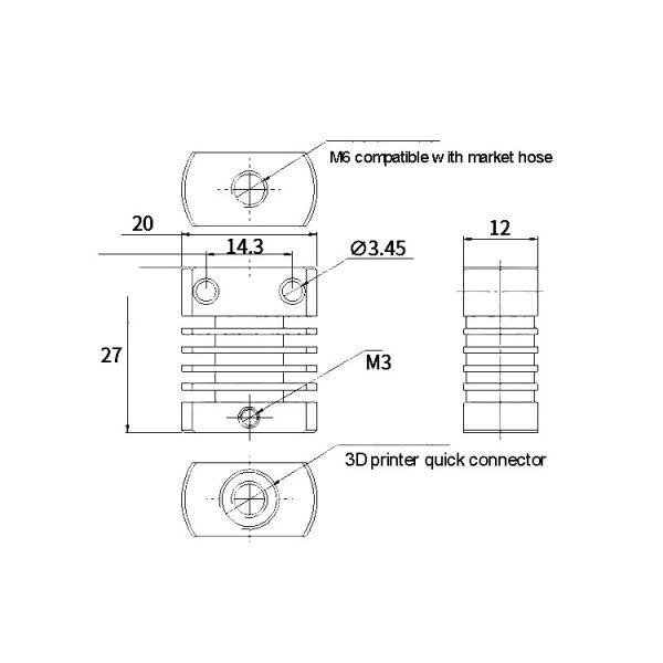 Red Blue Silver 27*22*12mm MK10 E3DV6 3D Printer Heatsink Aluminum Block