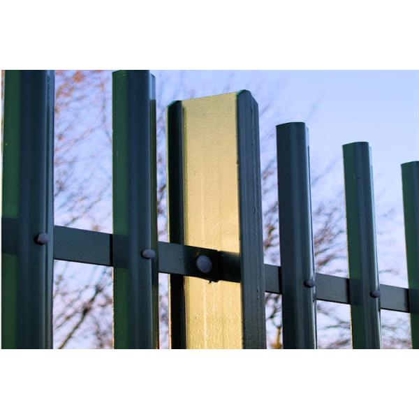 Heavy Duty UK Market W Pale Galvanized Coated Black Steel Palisade Fencing Round Shape