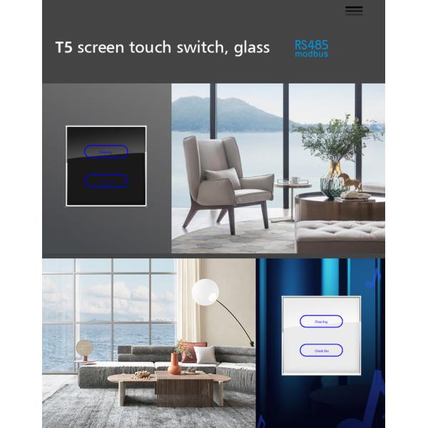 RS485 Blue Light Style Glass Panel Touch Switch Zinc Alloy Edge Frame