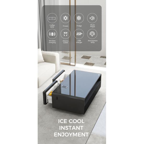 2024 Coffee Table Dining Table with Frozen Drawer and Wireless Charging Refrigerator for Home Living Room