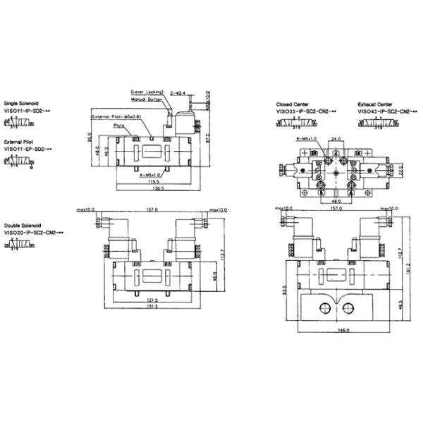 ISO Solenoid Valve 5/2 With Manifold Block YPC Equivalent