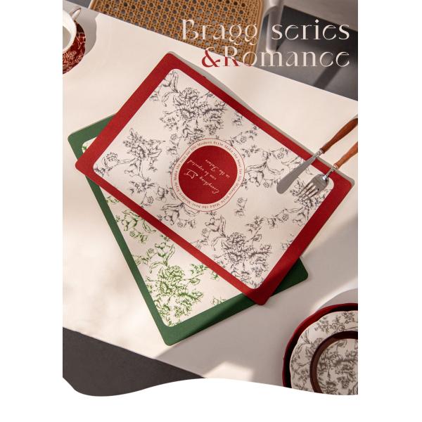 Rectangle Diatom Flower Dining Table Placemats Sustainable Table Cloth Design Style
