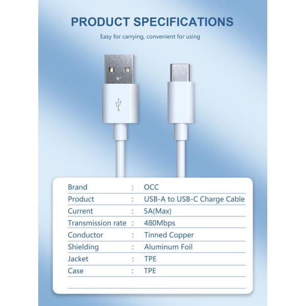 Kevlar 5A USB Type C Charging Cable For Huawei Samsung