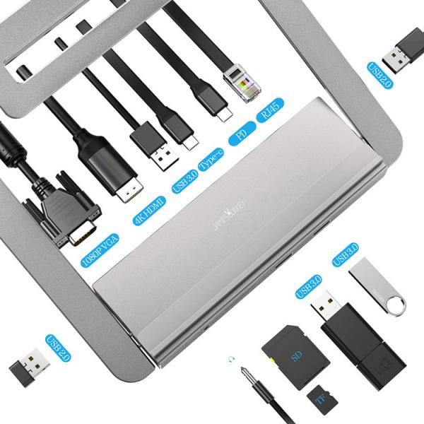 Quality Laptop Base Holder Usb Type C To Micro Usb Adapter Durable 12 In 1 With PD VGA RJ45 for sale