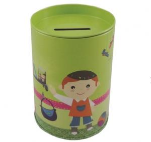 China 0.35mm Tinplate Custom Tin Cans Kids Tin Money Box Coin Storage wholesale