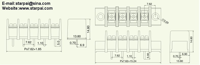 Barrier Terminal Block Pin pitch::7.62mm
