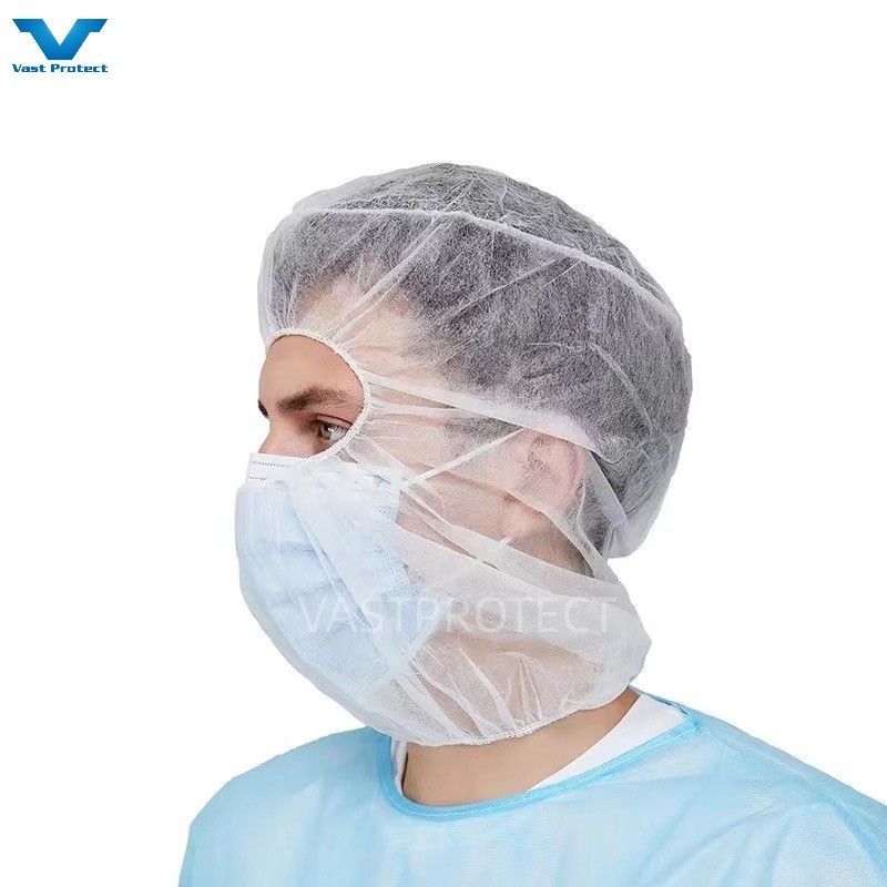 White Blue Non-Woven Polypropylene Disposable Balaclava Hood Caps