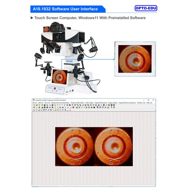 OPTO EDU A18.1832 Touch Screen Motorized/Manual Digital Comparison Microscope 2x~240x