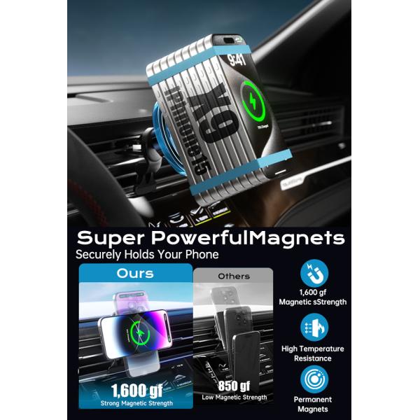 Original Design Magnetic Car Phone Holder With Ambient Light And Strong Magnetic Attraction For Automotive