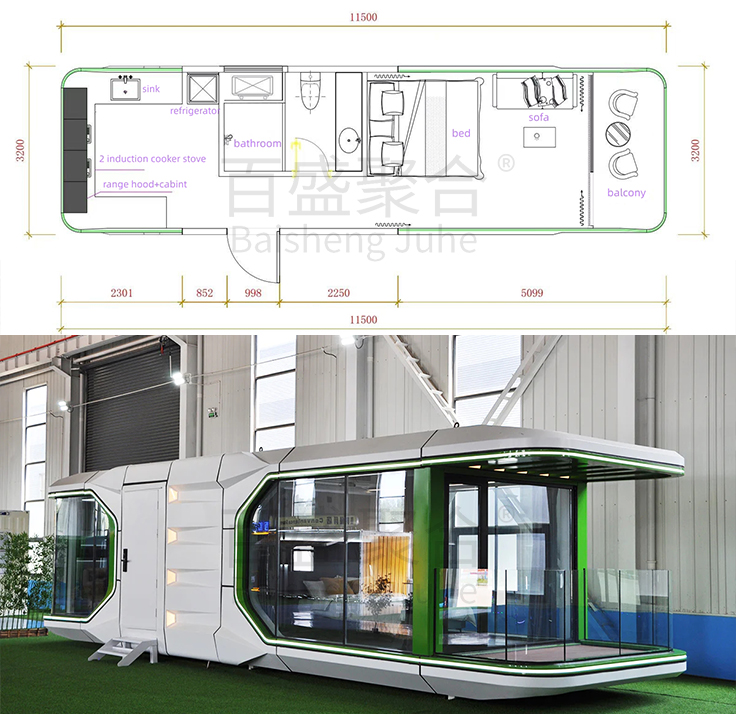 Customized Color Space Capsule House Eco Friendly Advantage with Balcony Upgrade
