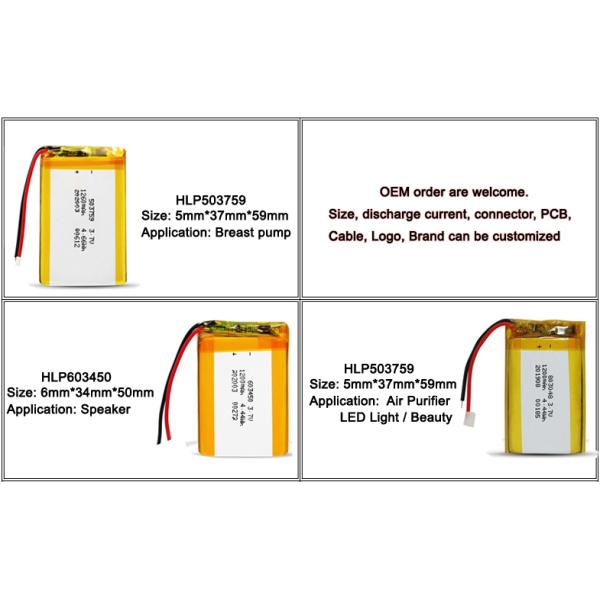 MSDS Rechargeable 3.7V 1200mAh 4.4Wh Li Polymer Battery