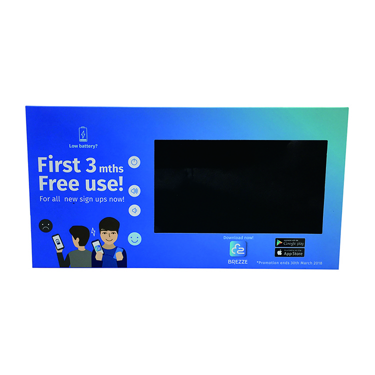 Custom print cardboard LCD video display with back stands for video point of sales marketing