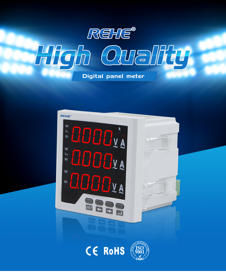 Three phase multi amp volt Hz digital panel Meter support RS485 11kv panel power meter