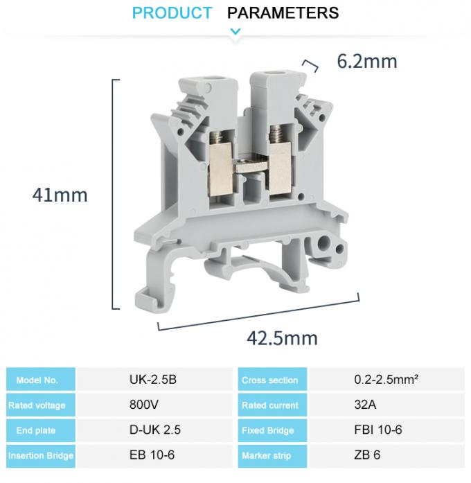 JUK 2.5B Equivalent Electrical Terminal Block Phoenix 2.5mm Screw Connenction IEC 60947-7-1