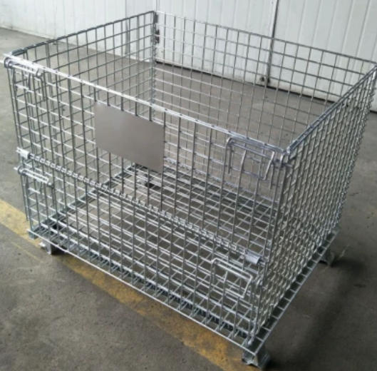 Foldable Stackable Steel Wire Mesh Container for Garage Storage