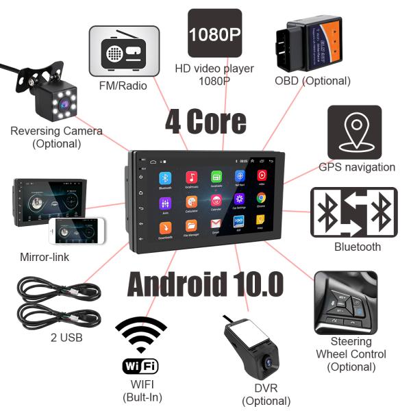 Universal 9/10.1 Inch CarPlay Android GPS Navigation Player for Double 2 Din Car Radio