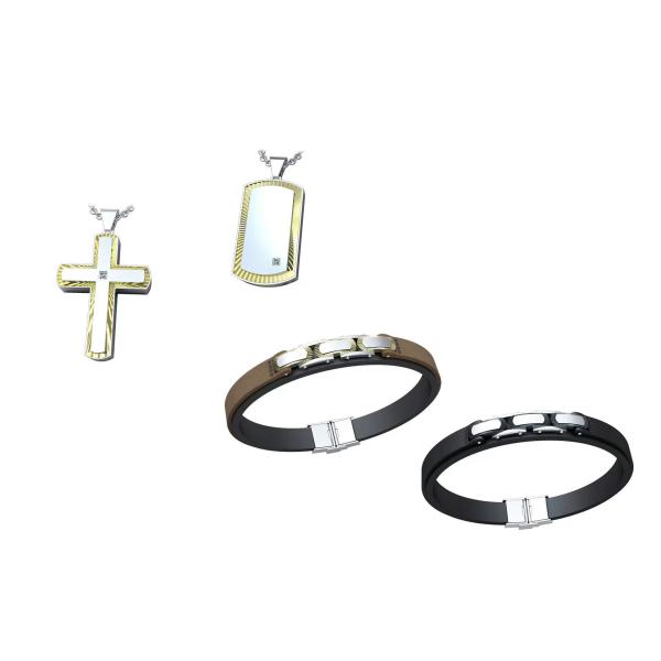 Customized Watch Chain Pendant And Bracelet Set Stainless Steel Men's Luxury Jewelry
