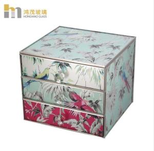 Three Layers Mirrored Glass Jewellery Box / Glass Earring Box Environment Friendly