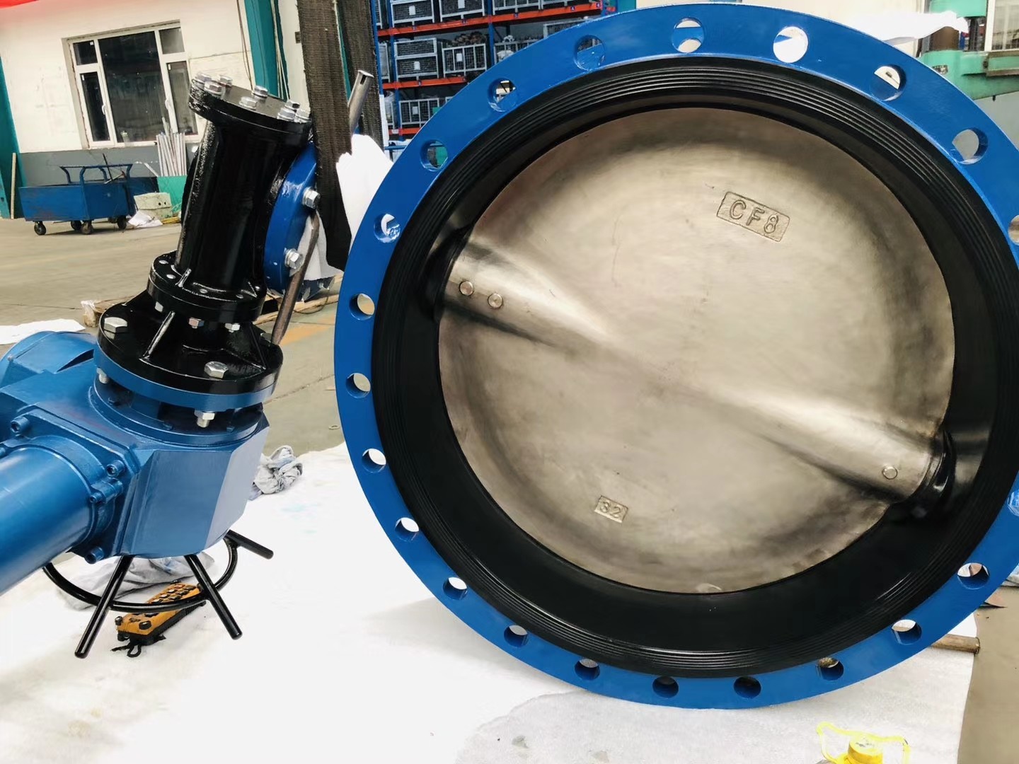 DN1650 Flanged wormgear butterfly valve 455mm Face to Face