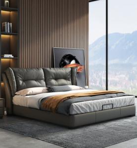 Squishy Corium Modern Bedroom Furniture Matte Dark Gray 1.8 Meters Double Bed
