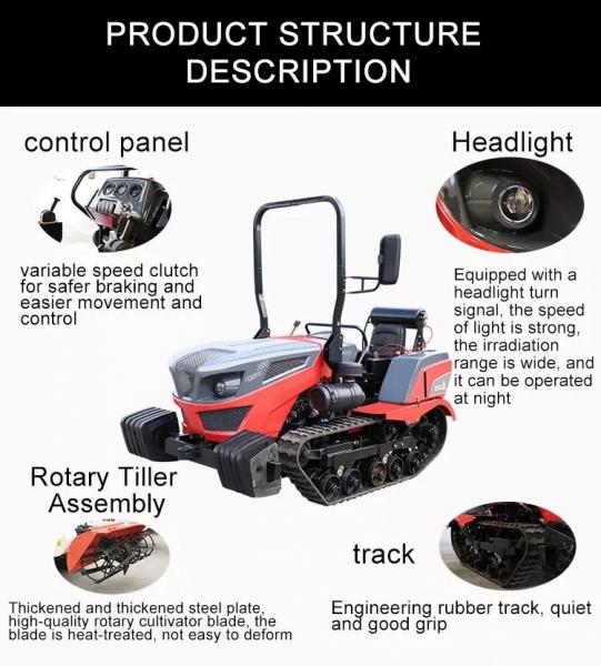 Agricultural Crawler Farm Tractor Rubber Track Mini Power Tiller
