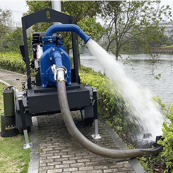 Trailer Mounted Water Pump Set Solid Handing 76mm Single Stage Pump Diesel Engine Self Priming Pump