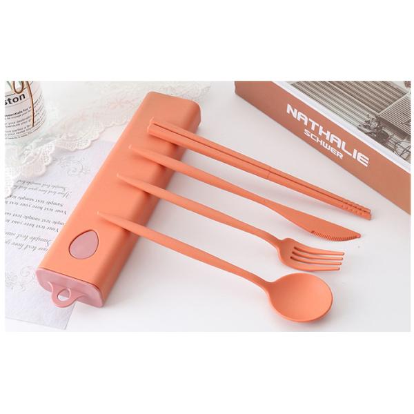 Sustainable Portable Elegant Design 4-PC Cutlery Set Tableware Accents Eco-friendly Wheat Straw Fiber Heat Resistant and Eco-friendly Materials for
