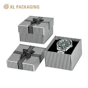 Cardboard Black Paper Single Watch Packaging Box with Soft Pillow Wholesale