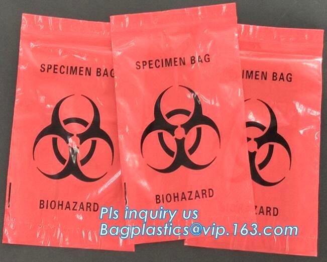 biohazard specimen Zip lockk bag with pocket, recycled custom printed ldpe 3 layers specimen bag Zip lockk bag, pac, pacrite