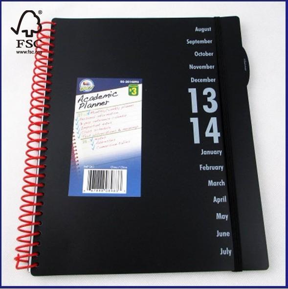 Quality English Daily Planner Notebook with PP cover, 72 dated inside sheets for sale