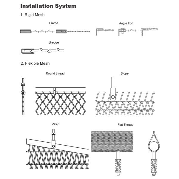 Flexible Metal Fencing Architectural Cable Mesh Ss316