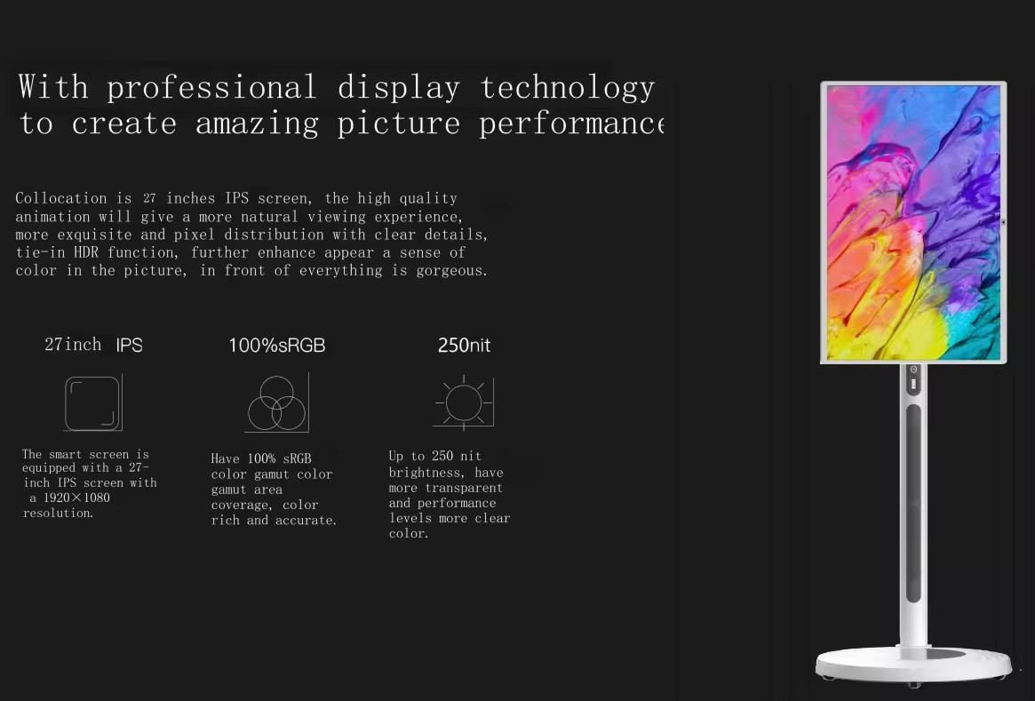Touch Screen 32 Inch Portable Smart TV Rotatable IPS 1920x1080 10-point Touch G G Technology for Windows XP/7/Linux
