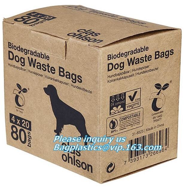 Disposable PE dog poop bag with printing, Pet Compostable disposable biodegradable plastic garbage bag