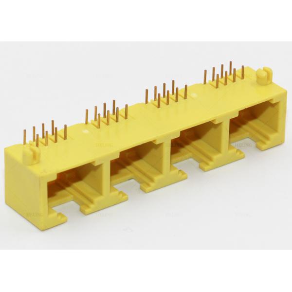 1 X 4 Yellow Side Entry RJ45 Modular Jack THT For Network Router