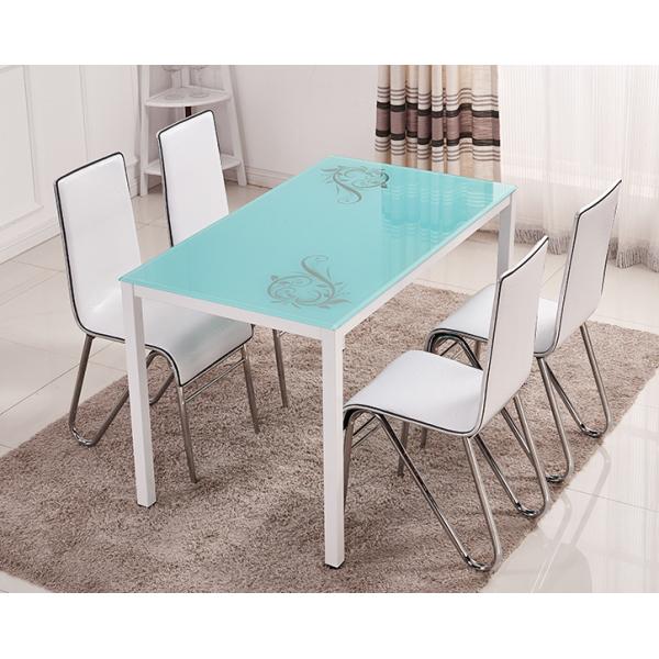 Indoor Decoration Rectangular Glass Dining Table Set Multi Colors Optional