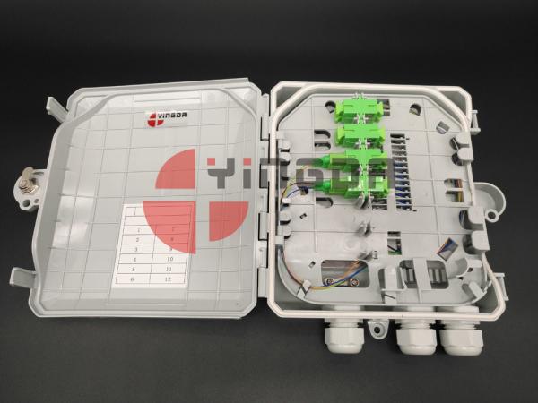 Quality 12 Cores Fiber Optic Splitter Box With SC/APC Adapters , Plastic Access Termination Box for sale