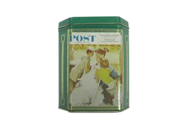 Metal Candy Storage Box , Hexagon Shaped Boxes For Tea Storage Color Printing