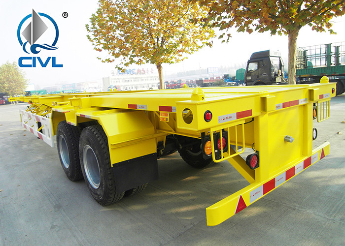 3 Axle 2 x 20ft / 40ft 12500mm Flatbed Container Semi Trailer / Trailer Chassis