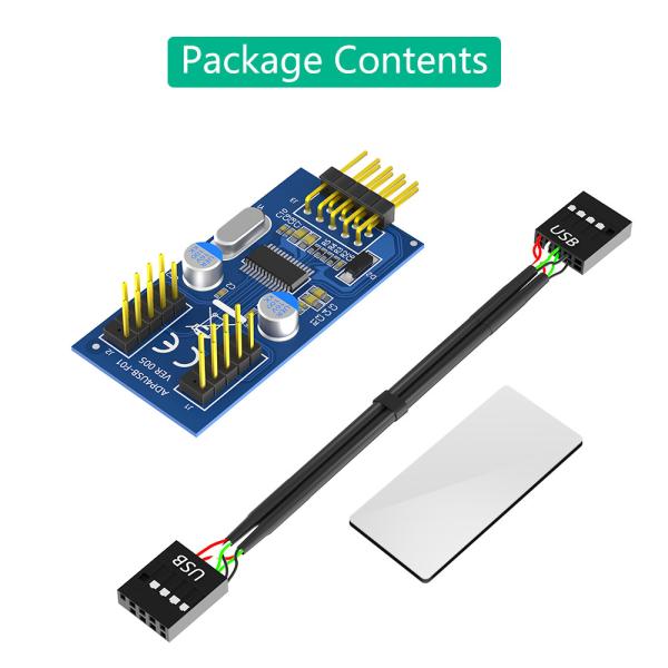 USB 2.0 9Pin Header Male 1 to 2 Female Extension Cable For Motherboard