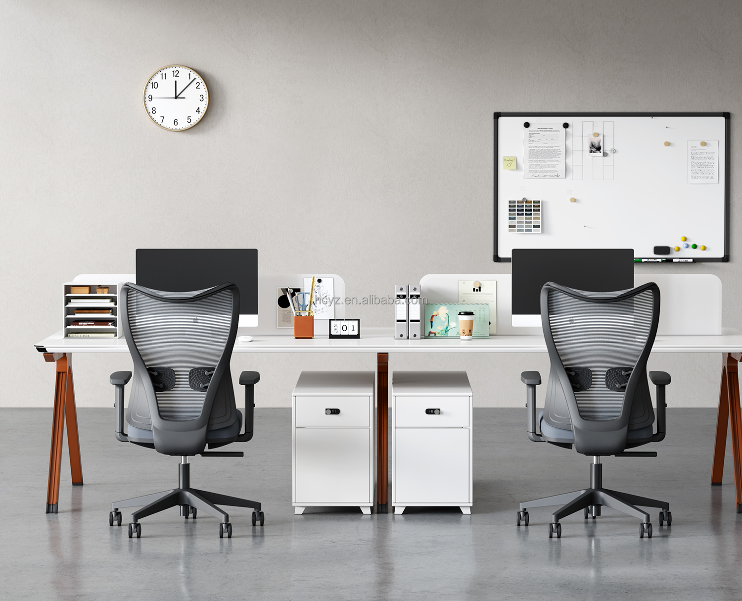 Adjustable Armrest Swivel Office Chair for Staff Conference Room Mid Back Mesh Design