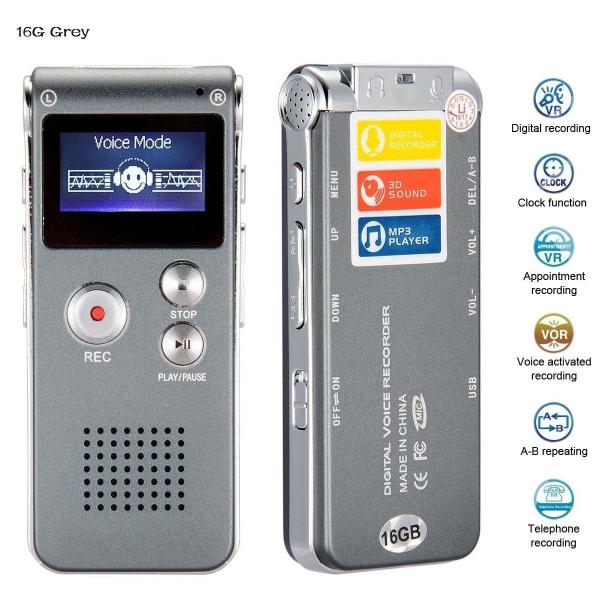 Quality Digital Audio Voice Recorder, 16GB Multifunctional Dictaphone / MP3 Player with Built-In Speaker / Dual Microphone for sale