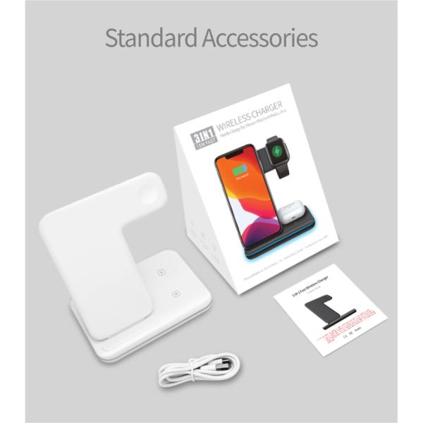 3 In 1 Wireless Charging Stations Dock 15W 2A For IPhone 226.5g