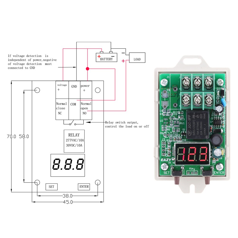 DC 8-36V IV-U3 DC Voltage Detection Timer Relay Switch Over-voltage Under-voltage Protection IV Controller