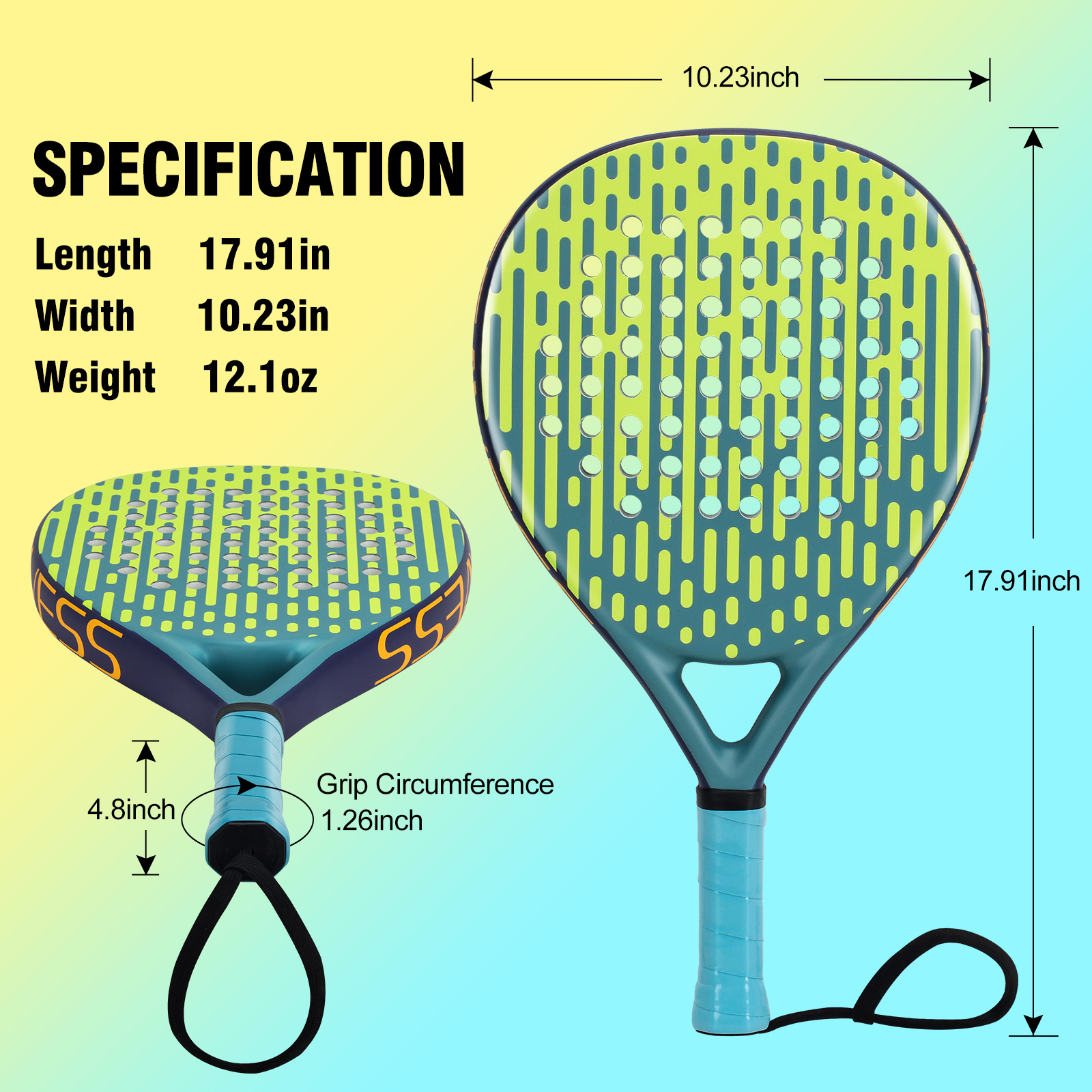 WOOWAVE Padel Racket Blue Carbon Fiber Beach Tennis Racquet with EVA Memory Core