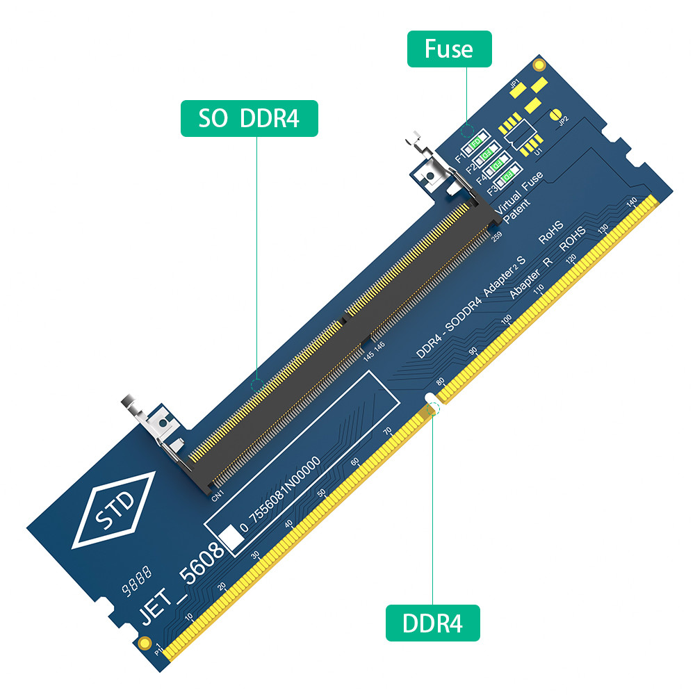 LLaptop DDR4 RAM to Desktop Adapter Card, Memory Tester SO DIMM to ddr4 Converter.