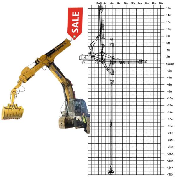 Quality 30m 32m Telescopic Dipper Arm With Clamshell Bucket Grapple for sale