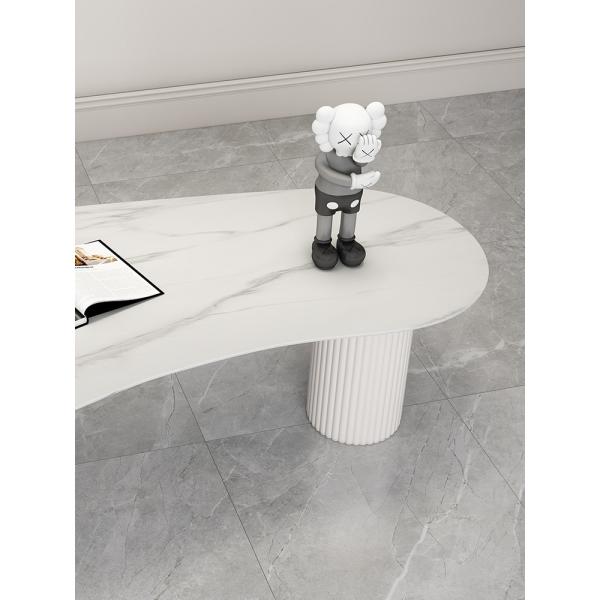 Unique Shaped Marble Coffee Table With Wooden Base ODM