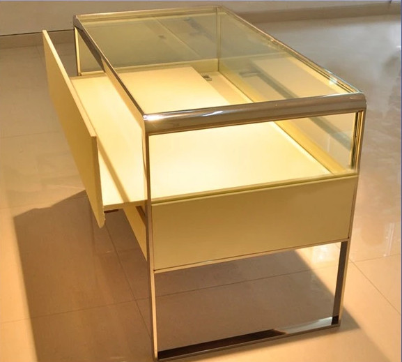 China Fashion Luxury Jewelry Display Table , Durable Metal Glass Display Showcase wholesale