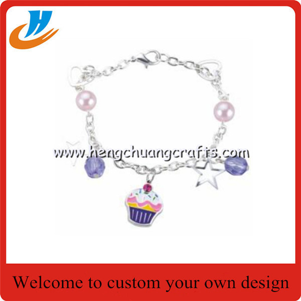Fashion Silver Plated Jewelry DIY Butterfly Star Beaded Charm Bracelet
